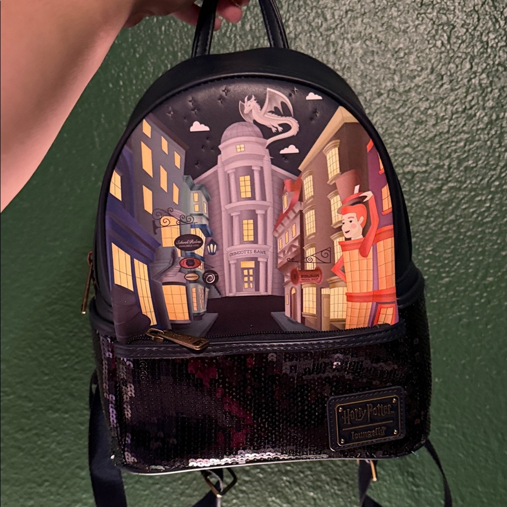 Loungefly Diagon Alley Black and Multicolor Backpack